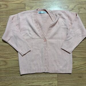 Vintage Chaus Petites Pearl Cardigan Sweater Medium Cottagecore Coquette